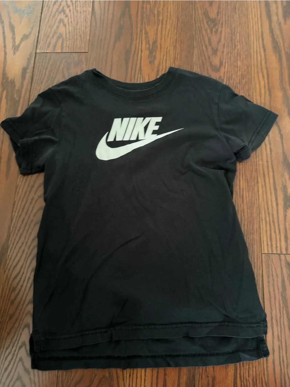 Nike Black Tee with White Swoosh and Text